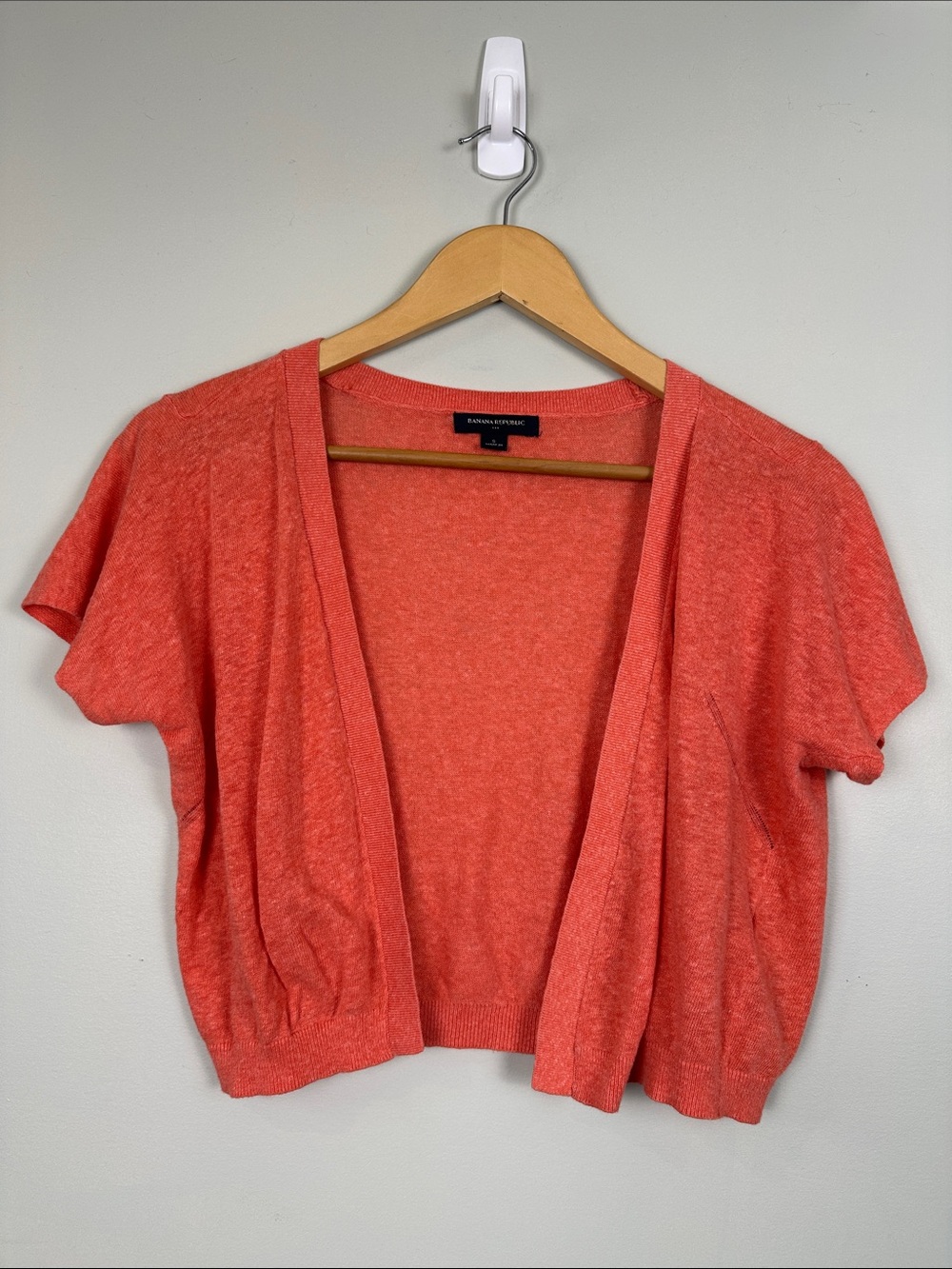56. Banana republic, linen, cotton cardigan, short sleeved.